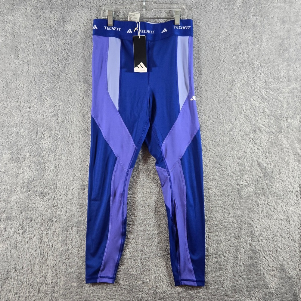 Adidas Techfit Training Tights Semi Lucid Blue Colorblock Leggings Womens M